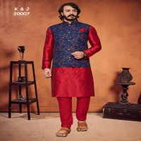 K&J Printed Koti Wholesale Mens Kurta With Pajama And Koti