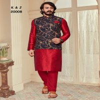 K&J Printed Koti Wholesale Mens Kurta With Pajama And Koti