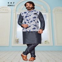 K&J Printed Koti Wholesale Mens Kurta With Pajama And Koti