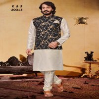 K&J Printed Koti Wholesale Mens Kurta With Pajama And Koti