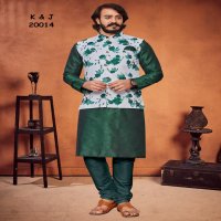 K&J Printed Koti Wholesale Mens Kurta With Pajama And Koti