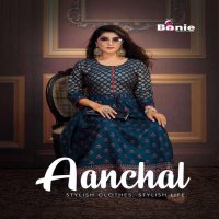 AANCHAL BY BONIE HEAVY RAYON FOIL PRINT LONG KURTI CATLOG COLLECTION WHOLESALER