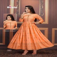 AANCHAL BY BONIE HEAVY RAYON FOIL PRINT LONG KURTI CATLOG COLLECTION WHOLESALER