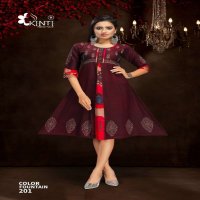 KINTI LAUNCH COLOR FOUNTAIN 2 DAILY WEAR RAYON KURTIS WITH FLAIR STICHING PATTERN