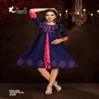KINTI LAUNCH COLOR FOUNTAIN 2 DAILY WEAR RAYON KURTIS WITH FLAIR STICHING PATTERN