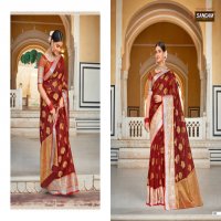 SANGAM PRINTS ROOHI ORGANZA RICH PALLU WEAVING SARIS WHOLESALER