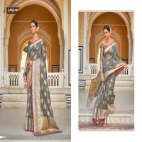 SANGAM PRINTS ROOHI ORGANZA RICH PALLU WEAVING SARIS WHOLESALER