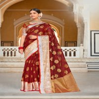 SANGAM PRINTS ROOHI ORGANZA RICH PALLU WEAVING SARIS WHOLESALER