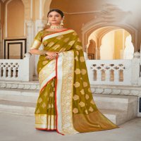 SANGAM PRINTS ROOHI ORGANZA RICH PALLU WEAVING SARIS WHOLESALER
