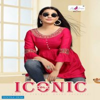 ICONIC VOL 2 BY FLY FREE HEAVY RAYON SHORT TOP KURTI CATALOG