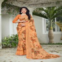 EXPRESSION VOL 20 BY MANSAROVER FASHION PURE CHIFFON DIGITAL PRINT WITH BORDER SAREE