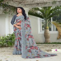 EXPRESSION VOL 20 BY MANSAROVER FASHION PURE CHIFFON DIGITAL PRINT WITH BORDER SAREE