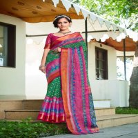 SHVETAMBAR GOLDEN EYE ORGANZA BRASSO SILK SARIS WHOLESALER