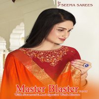 SEEMA MASTER BLASTER DOLA SILK BANARASI BORDER WITH EMBROIDERY BLOUSE SAREE COLLECTIONS