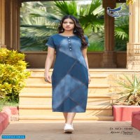 SERIEMA PRESENT KUMB CAPTURE COTTON KURTI WITH DIFFERENT SHADES OF DENIM