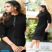 SERIEMA PRESENT KUMB CAPTURE COTTON KURTI WITH DIFFERENT SHADES OF DENIM