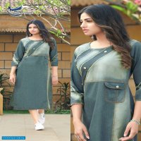 SERIEMA PRESENT KUMB CAPTURE COTTON KURTI WITH DIFFERENT SHADES OF DENIM