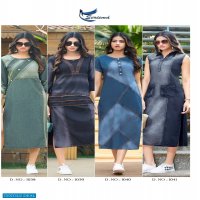SERIEMA PRESENT KUMB CAPTURE COTTON KURTI WITH DIFFERENT SHADES OF DENIM
