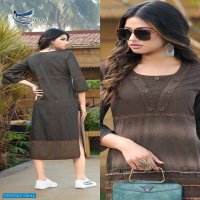SERIEMA PRESENT KUMB CAPTURE COTTON KURTI WITH DIFFERENT SHADES OF DENIM