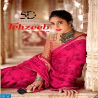 TEHZEEB VOL 5 BY 5 D DESIGNER CHIFFON PRINTED SARIS SUPPLIER