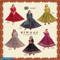 ARADHNA RIWAAZ VOL 3 RAYON LONG GOWN STYLE KURTIS ANARKALI PATTERN