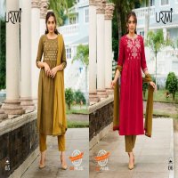 100 MILES URMI KURTI PANT AND DUPATTA 3 PCS READYMADE SET