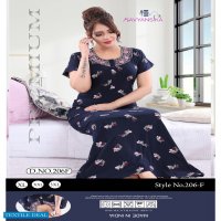 Kavyansika Embroidery Printed Nighty 206 Wholesale Night Wear