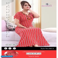 Kavyansika Embroidery Printed Nighty 206 Wholesale Night Wear