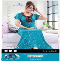 Kavyansika Embroidery Printed Nighty 206 Wholesale Night Wear