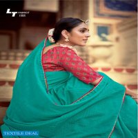 LT FASHIONS ZOYA CHANDERI SAREE WITH FANCY EMBROIDERY BLOUSE PATTERN