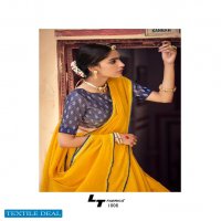 LT FASHIONS ZOYA CHANDERI SAREE WITH FANCY EMBROIDERY BLOUSE PATTERN