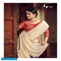 LT FASHIONS ZOYA CHANDERI SAREE WITH FANCY EMBROIDERY BLOUSE PATTERN