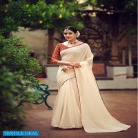 LT FASHIONS ZOYA CHANDERI SAREE WITH FANCY EMBROIDERY BLOUSE PATTERN