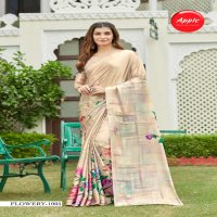 APPLE SAREE FLOWERY 10 JAPAN CRAPE CASUAL WEAR FANCY SAREES