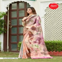APPLE SAREE FLOWERY 10 JAPAN CRAPE CASUAL WEAR FANCY SAREES