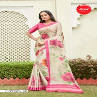 APPLE SAREE FLOWERY 10 JAPAN CRAPE CASUAL WEAR FANCY SAREES