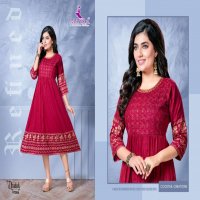 DHADAK BY MAYRA HEAVY RAYON WITH WORK KURTI CATALOG WHOELSALER BEST RATE