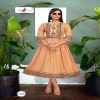 SALT BY FLY FREE HEAVY RAYON GOLD FOIL PRINT KURTI CATALOG WHOLESALER BEST PRICE