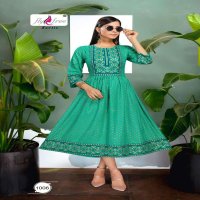 SALT BY FLY FREE HEAVY RAYON GOLD FOIL PRINT KURTI CATALOG WHOLESALER BEST PRICE