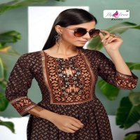 SALT BY FLY FREE HEAVY RAYON GOLD FOIL PRINT KURTI CATALOG WHOLESALER BEST PRICE