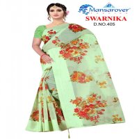 MANSAROVER FASHION LAUNCH SWARNIKA VOL 2 VARNI CHEX COTTON PRINT WITH LATKAN PALLU SAREE SUPPLIER