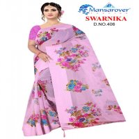 MANSAROVER FASHION LAUNCH SWARNIKA VOL 2 VARNI CHEX COTTON PRINT WITH LATKAN PALLU SAREE SUPPLIER