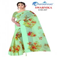 MANSAROVER FASHION LAUNCH SWARNIKA VOL 2 VARNI CHEX COTTON PRINT WITH LATKAN PALLU SAREE SUPPLIER