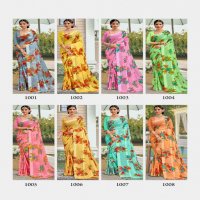 MANSAROVER FASHION POOJA WEIGHTLESS DIGITAL FLOWER PRINTED SAREES COLLECTION