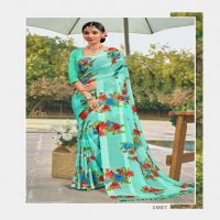MANSAROVER FASHION POOJA WEIGHTLESS DIGITAL FLOWER PRINTED SAREES COLLECTION
