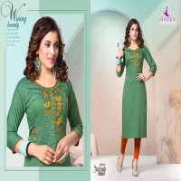 PANKHUDI VOL-3 BY MAYRA REYON SILK WITH EMBROYDREY AND STICHING PATTERN KURTI