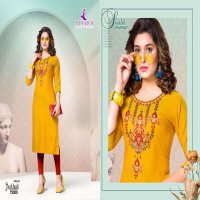 PANKHUDI VOL-3 BY MAYRA REYON SILK WITH EMBROYDREY AND STICHING PATTERN KURTI