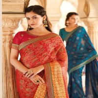 Vipul Saffron Wholesale Shopping Casual Indian Sarees