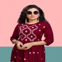 KASHMIR BY FLY FREE HEAVY RAYON SLUB KURTI CATALOG WHOLESLAER BEST RATE