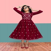 KASHMIR BY FLY FREE HEAVY RAYON SLUB KURTI CATALOG WHOLESLAER BEST RATE